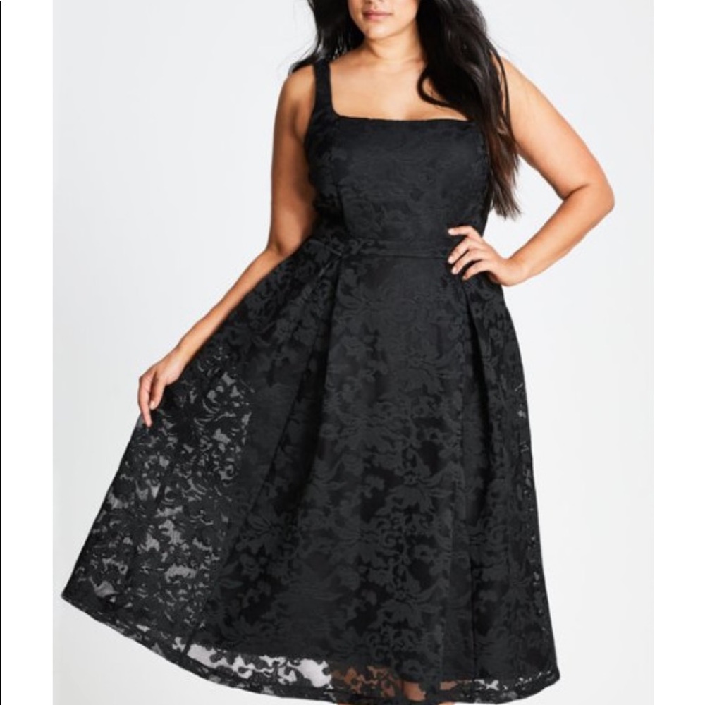 Plus size Black Lace City Chic Dress